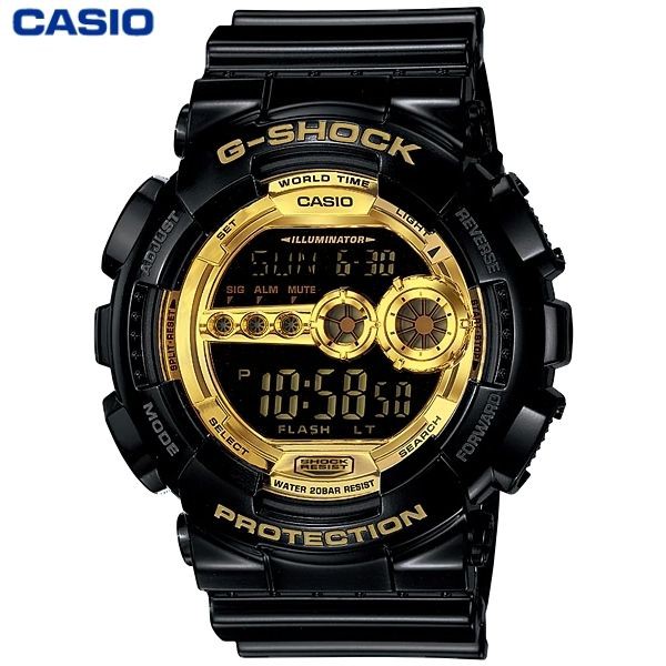 JAM TANGAN PRIA CASIO G-SHOCK GD-100GB-1 ORIGINAL - GSHOCK GD100GB HITAM GOLD