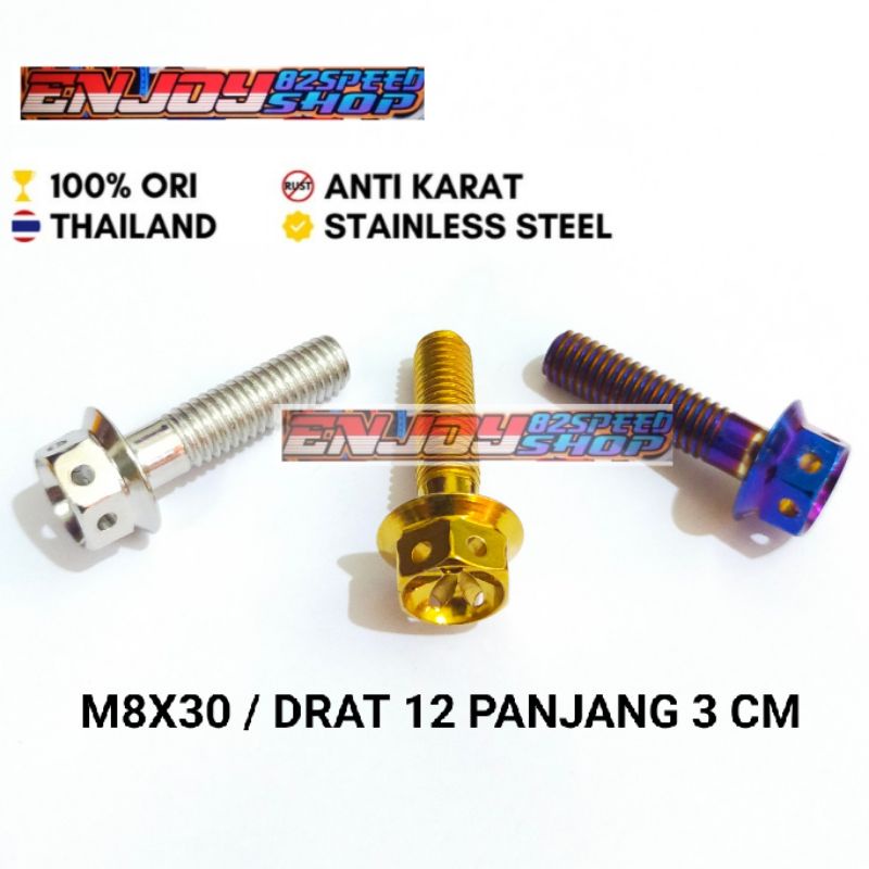 Baut Pb Probolt asli M8 x 30 / Drat 12 panjang 3 cm (harga satuan)