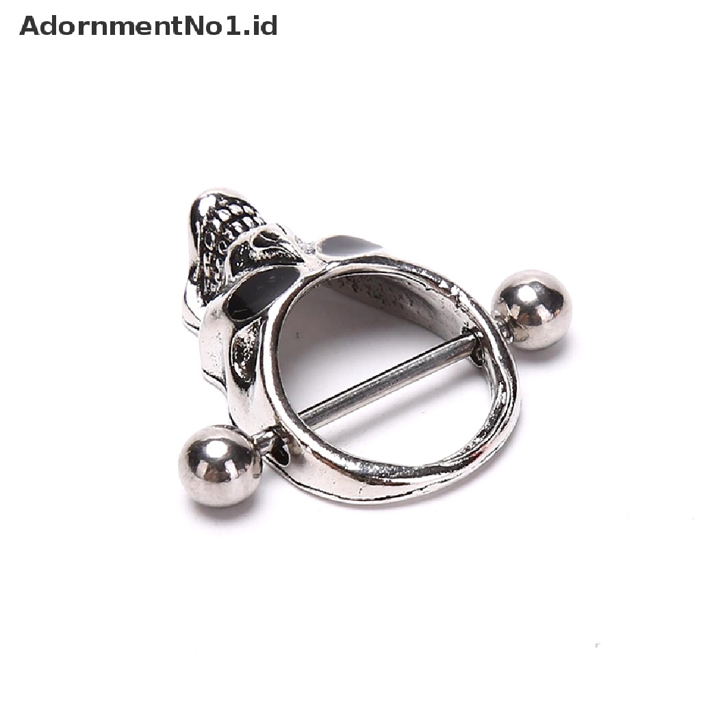 (AdornmentNo1) Anting Tindik Puting Bentuk Tengkorak Bahan Stainless Steel Untuk Wanita