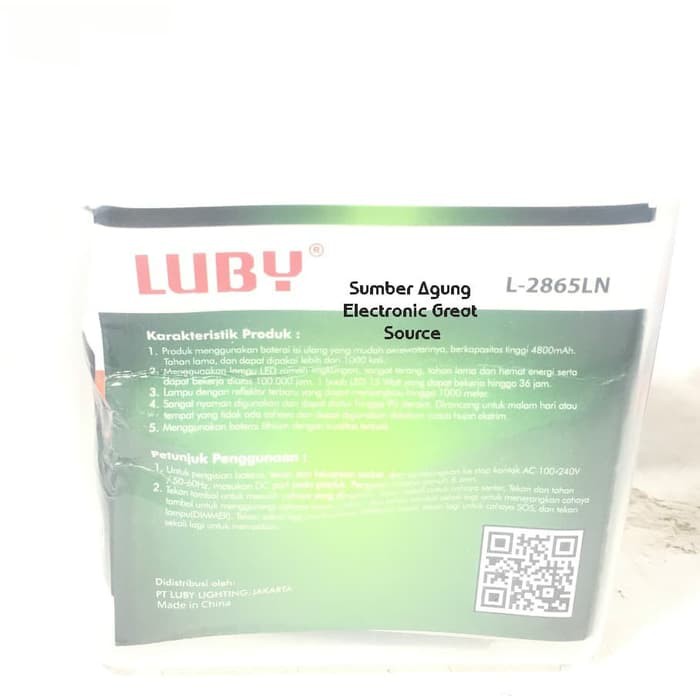 Luby L2865LN Senter Kepala 2865 15W 15 Watt 36Jam 4800mAh Cahaya Putih