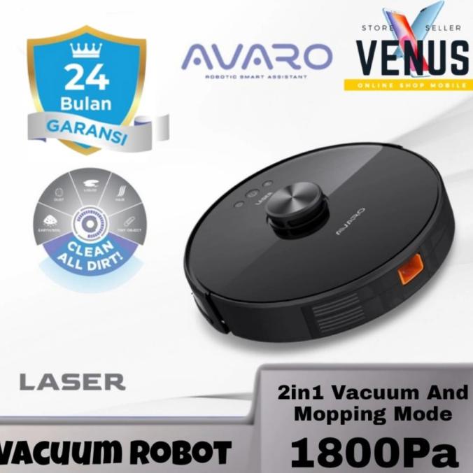 AVARO LASER Robot Vacuum Vacuum Cleaner & Mopping Mode 1800Pa Termurah