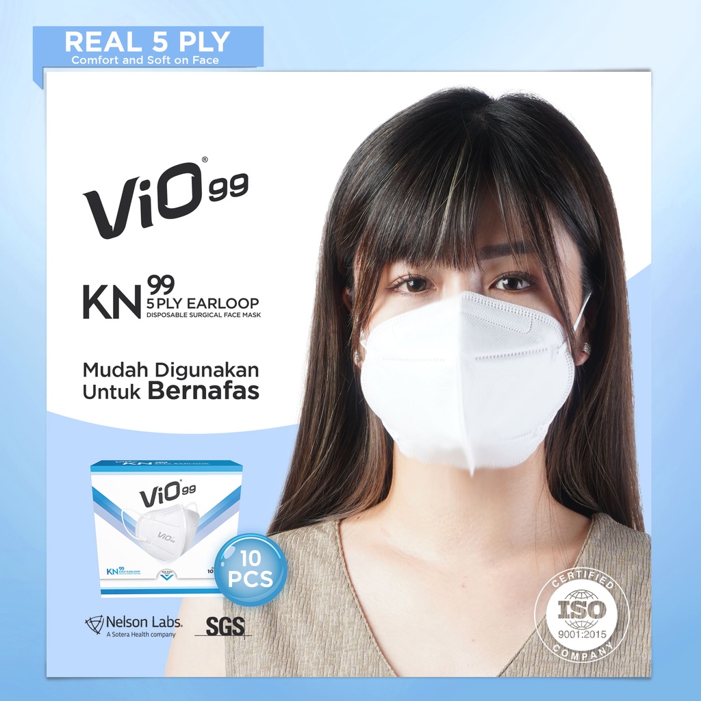 Vio - KN99 Mask '10S 5Ply Earloop masker medis modis dengan filtrasi 99% yang sudah tersertifikasi