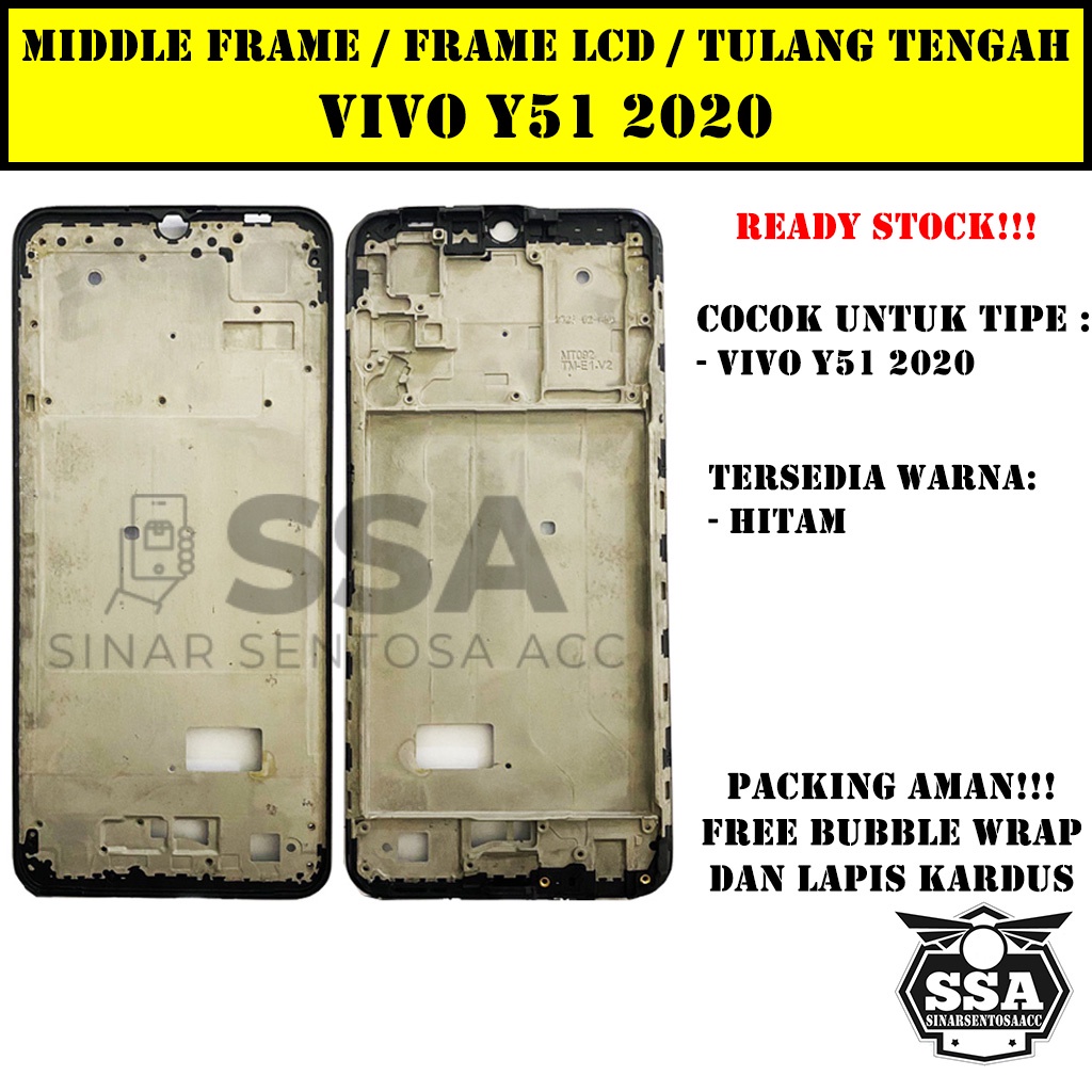 Tulang Tengah Middle Frame LCD Vivo Y51 2020 Original 100% Tulang Casing Bezel Bezzel Bazel Handphone HP Ori Original Awet Murah Y 51