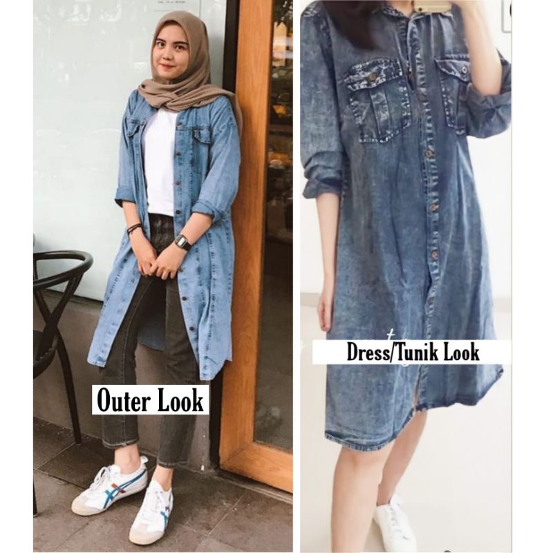 TUNIK JEANS AURORA POLOS / TUNIK WANITA / TUNIK / TUNIK JEANS