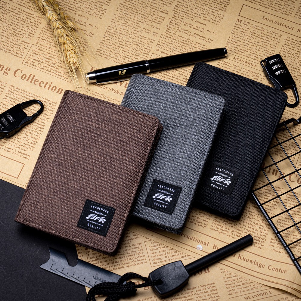 Dompet Pria Branded Bahan Kulit Kain Canvas Kanvas Free Box Exclusive JFR JP11-1