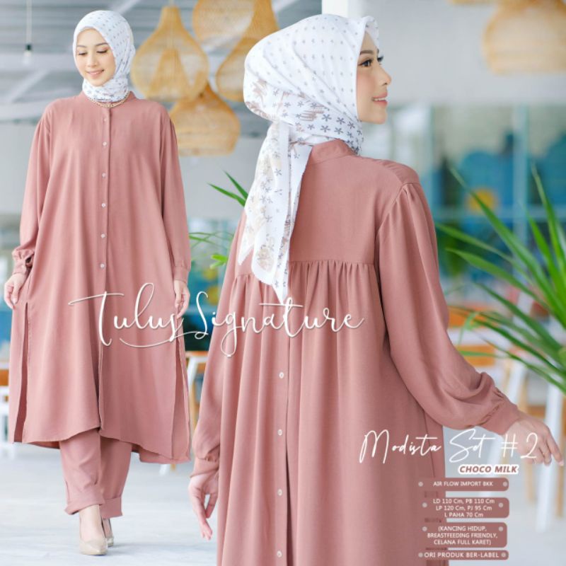 MODISTA SET #2 BY TULUS SIGNATURE / ONESET WANITA MUSLIMAH / Setelan airflow import kekinian polos