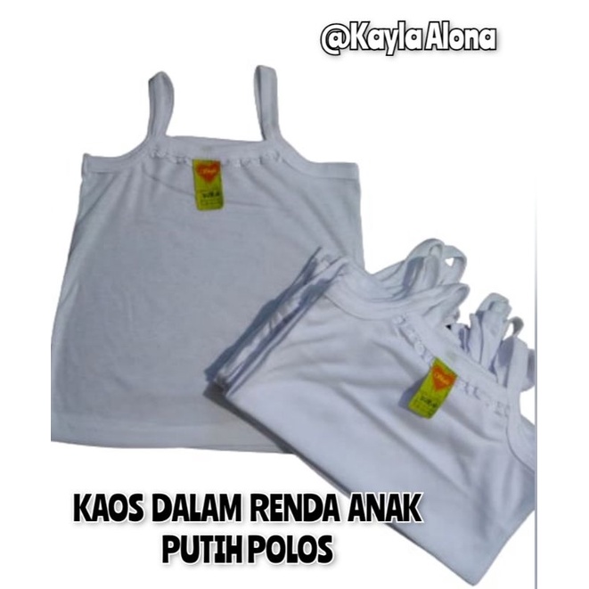 KAOS DALAM/SINGLET RENDA ANAK PUTIH POLOS &quot; SHAFA &quot;