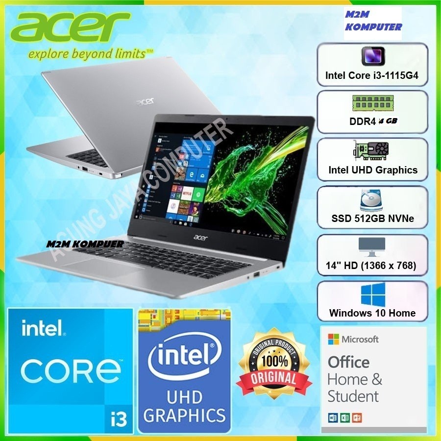 LAPTOP ACER Aspire 5 A514-54-33WF i3 1115G4 4GB 512GB SSD W10 OHS