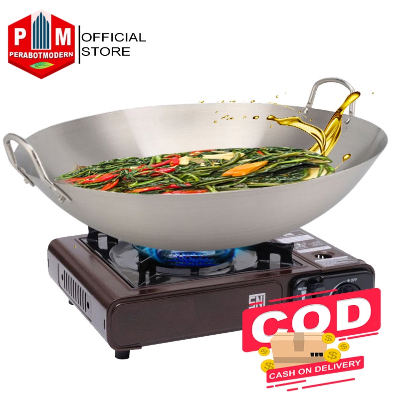 Wajan Penggorengan Stainless Steel 36cm Premium Tebal / Wajan Kuali Stainless Stee 34 cm / wajan besi cor nasi goreng anti lengket goreng telur tanpa minyak