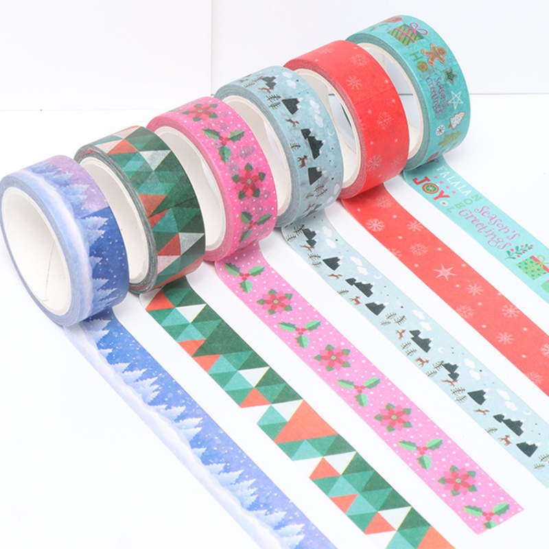 18 Rolls Tapes Washi Motif Pohon Natal Santa Snowflake Untuk Pembungkus Kado Scrapbook Anak Dewasa