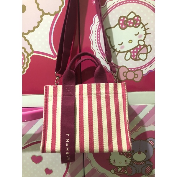 tas Marhen J rico mini stripe fuschia pink