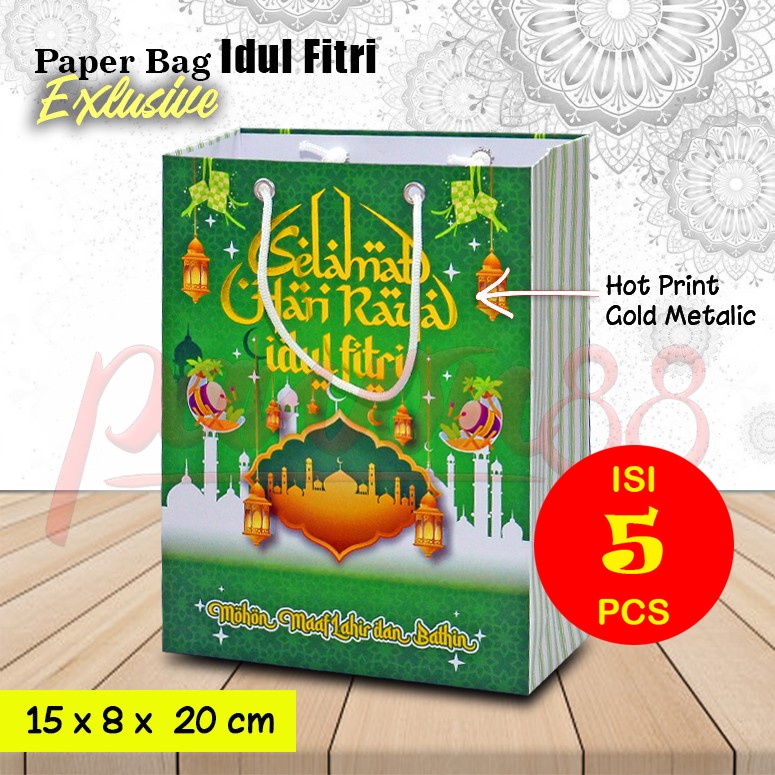 

Paper Bag Idul Fitri - Paper Bag Lebaran | 15x8x20 cm - PL-1 -( 5 Pcs )