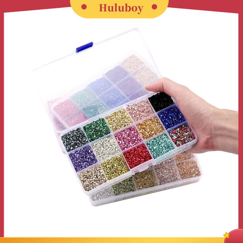 Huluboy Huluboy♡ 1 Kotak Berlian Imitasi Sequin Glitter Fragment Warna Untuk Dekorasi Nail Art