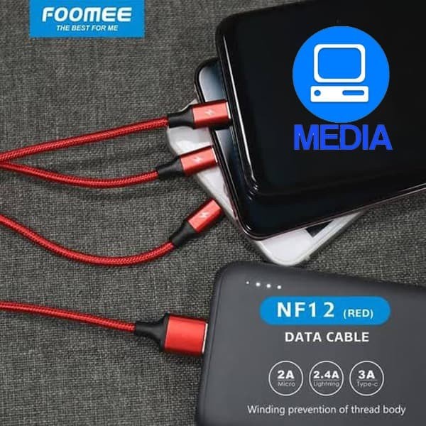 FOOMEE NF12 RED KABEL 3 IN 1 PANJANG 1 M