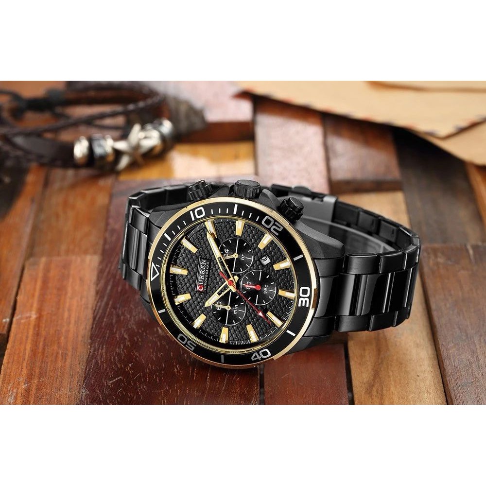 CURREN 8309 Jam Tangan Pria Analog Tali Kulit Chronograph Aktif WATCHKITE WKOS