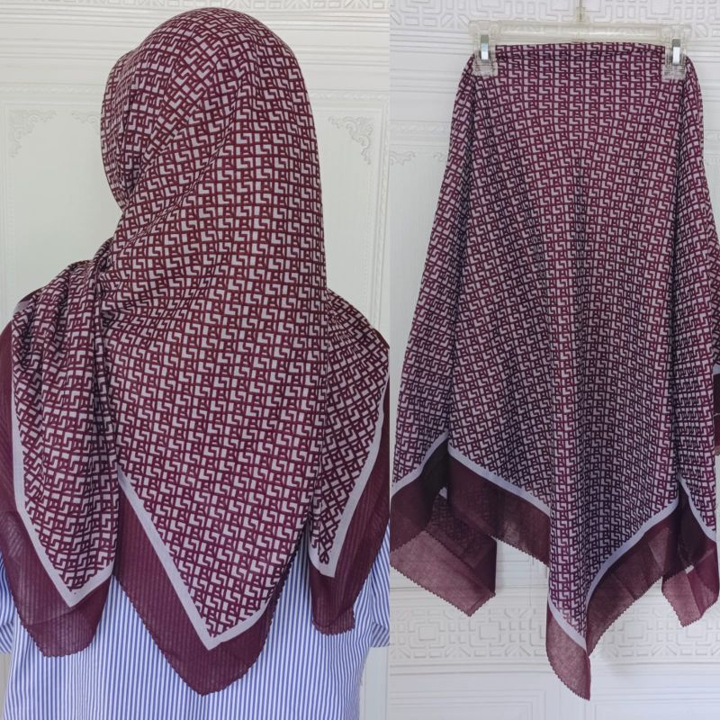 VOAL MOTIF 2IN1/HIJAB VOAL/VOAL DEEKA/DEEKA MOTIF/VOAL MURAH/HIJAB SEGIEMPAT/MOTIF MERAH PUTIH