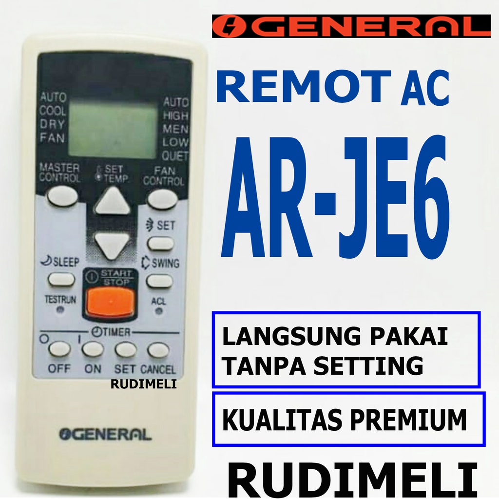 REMOTE AC / REMOT AC GENERAL AR-JE6 TANPA SETTING/ LANGSUNG PAKAI