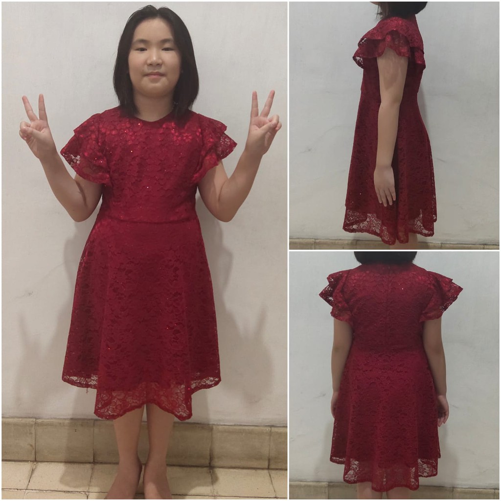 SB Collection Dress Brukat Rizni Anak Perempuan