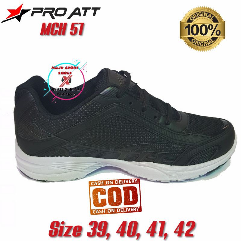 SEPATU ORIGINAL PRO ATT MCH 51 / PRO ATT MC 50 HITAM POLOS - SNEAKERS OLAHRAGA / BADMINTON / TENNIS / VOLLY / GYM / SENAM