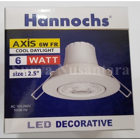 Lampu Ceiling Tanam Plafon Led Axis Hannochs 6 Watt Bulat Sorot Spot