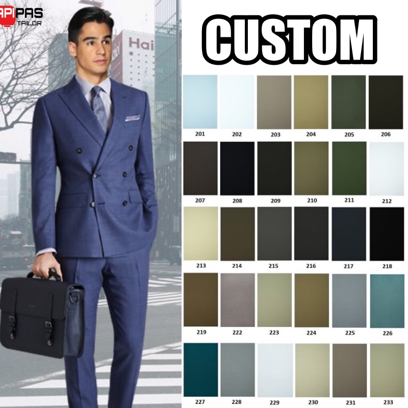 Custom Seragam Kemeja Celana Bahan Semi Wool Maxistyle Slimfit Big Size