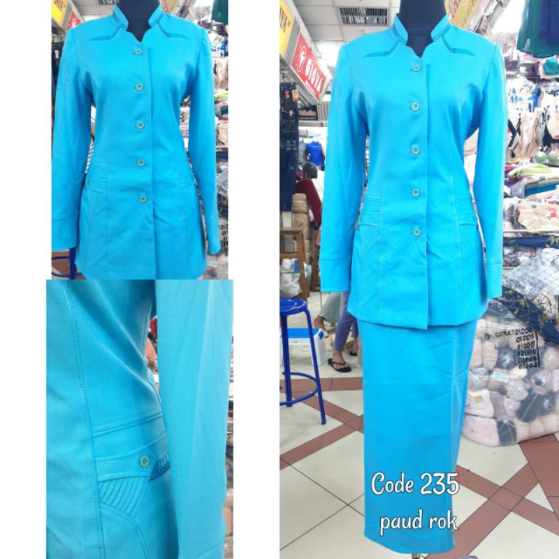 Baju Dinas Wanita Biru Muda Set Rok Blazer Kerja Wanita Stelan Celana Seragam Pemda Baju Seragam Gur