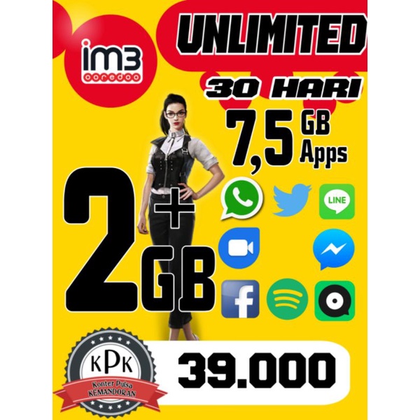 Voucher Indosat 2GB Unlimited 30Hari