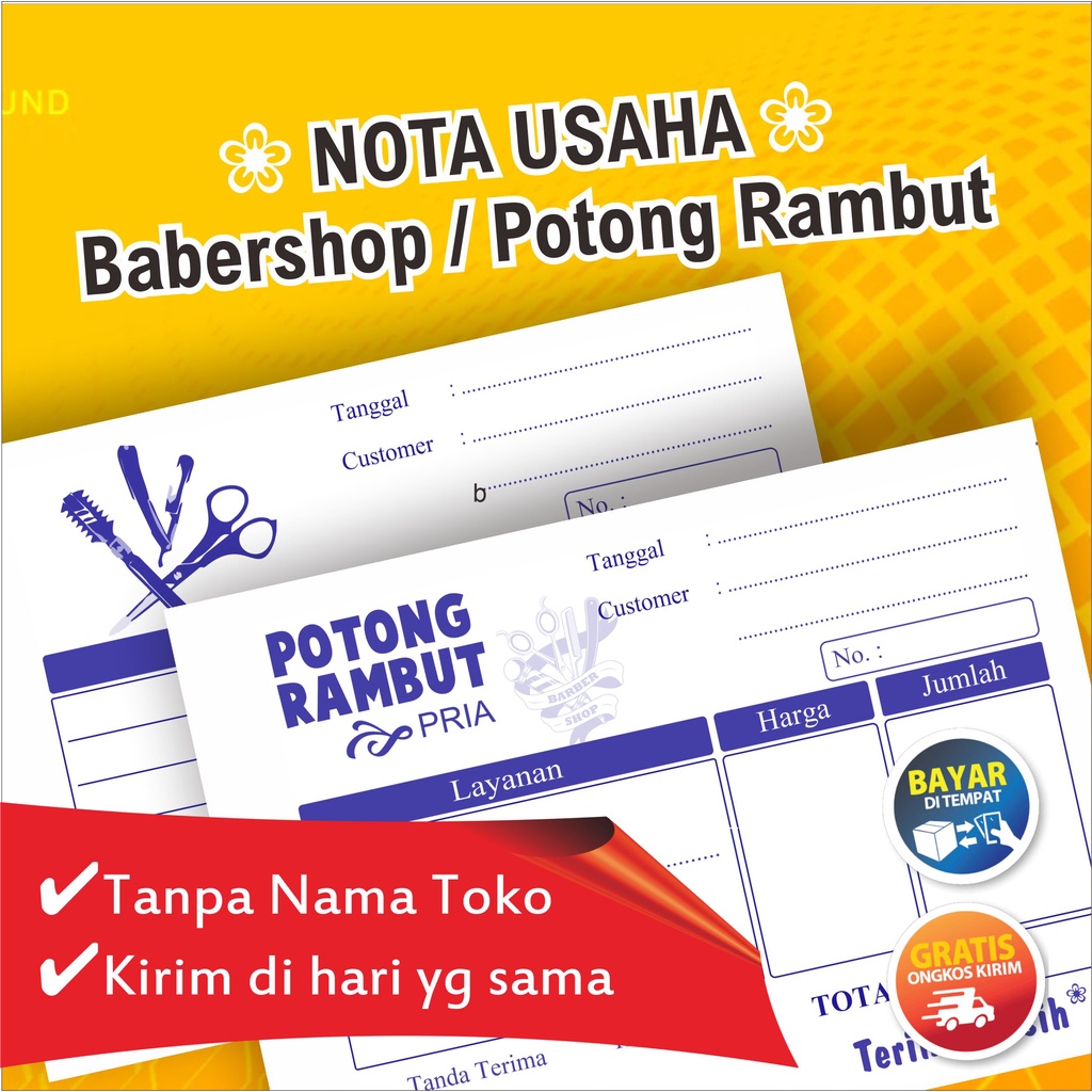 

Nota Kontan Babershop potong rambut pangkas rambut Ready stok