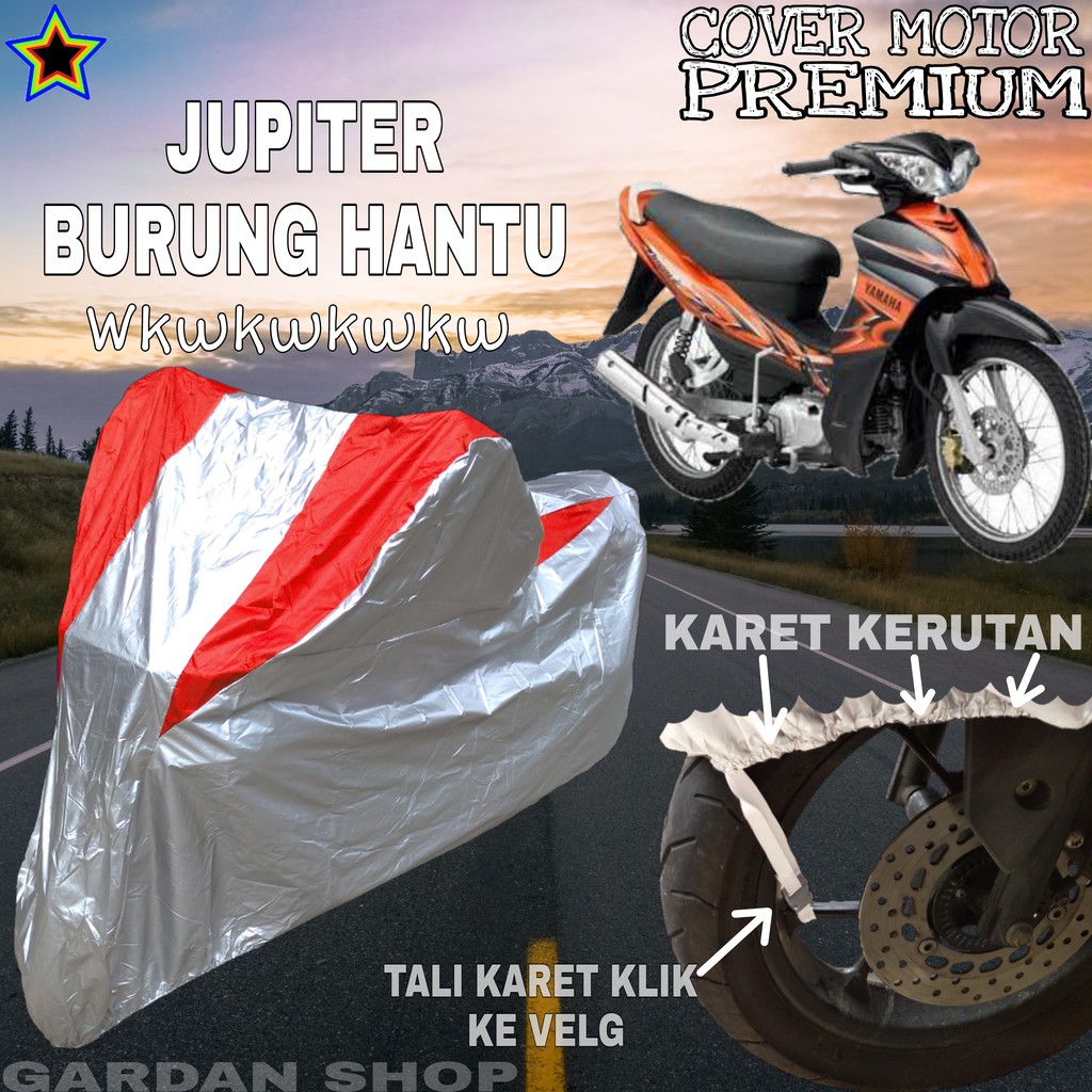 Sarung Motor JUPITER BURUNG HANTU Silver MERAH Body Cover Penutup Motor Jupiter Burung Hantu PREMIUM