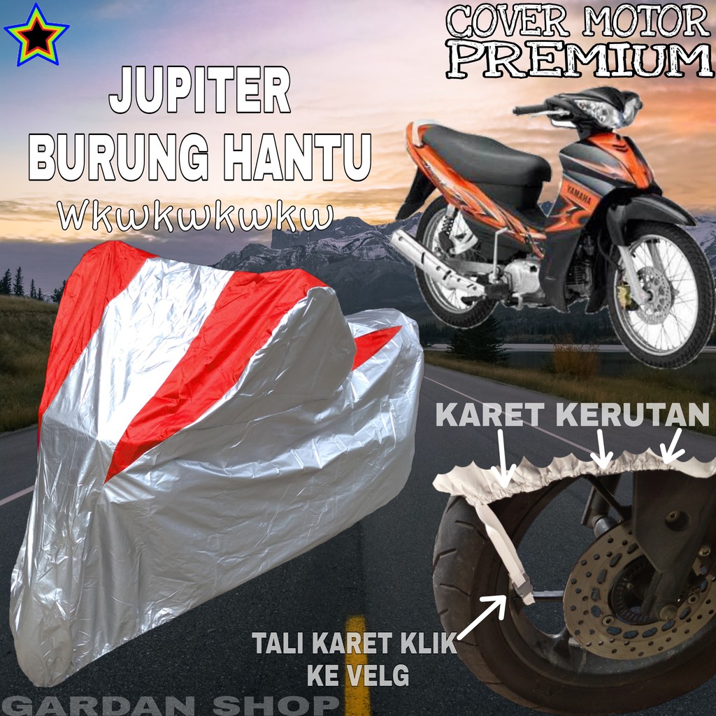 Sarung Motor JUPITER BURUNG HANTU Silver MERAH Body Cover Penutup Motor Jupiter Burung Hantu PREMIUM