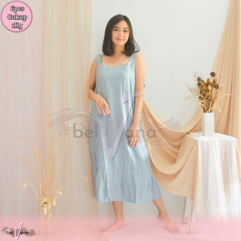 Daster Viral Ruffle Gandul Tali Bali | Daster Yukensi Tanpa Lengan Rayon-[GTJ] E