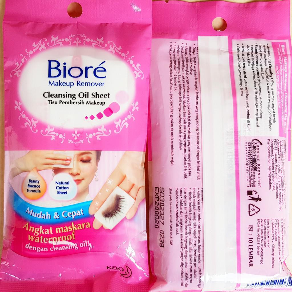 BIORE MAKE UP MAKEUP REMOVER CLEANSING OIL SHEET 10'S 10 LEMBAR