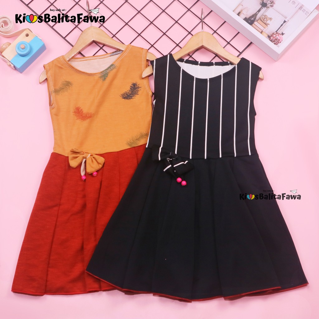 Dress Angel uk 3-4 Tahun / Dres Anak Perempuan Cewek Baju Motif Murah Casual Pesta Yukensi Adem