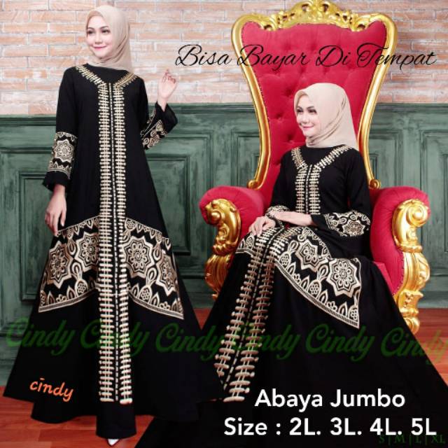 ABAYA JUMBO BY CINDY ORIGINAL / ABAYA JETBLACK ORIGINAL / ABAYA BORDIR GAPURA ORI