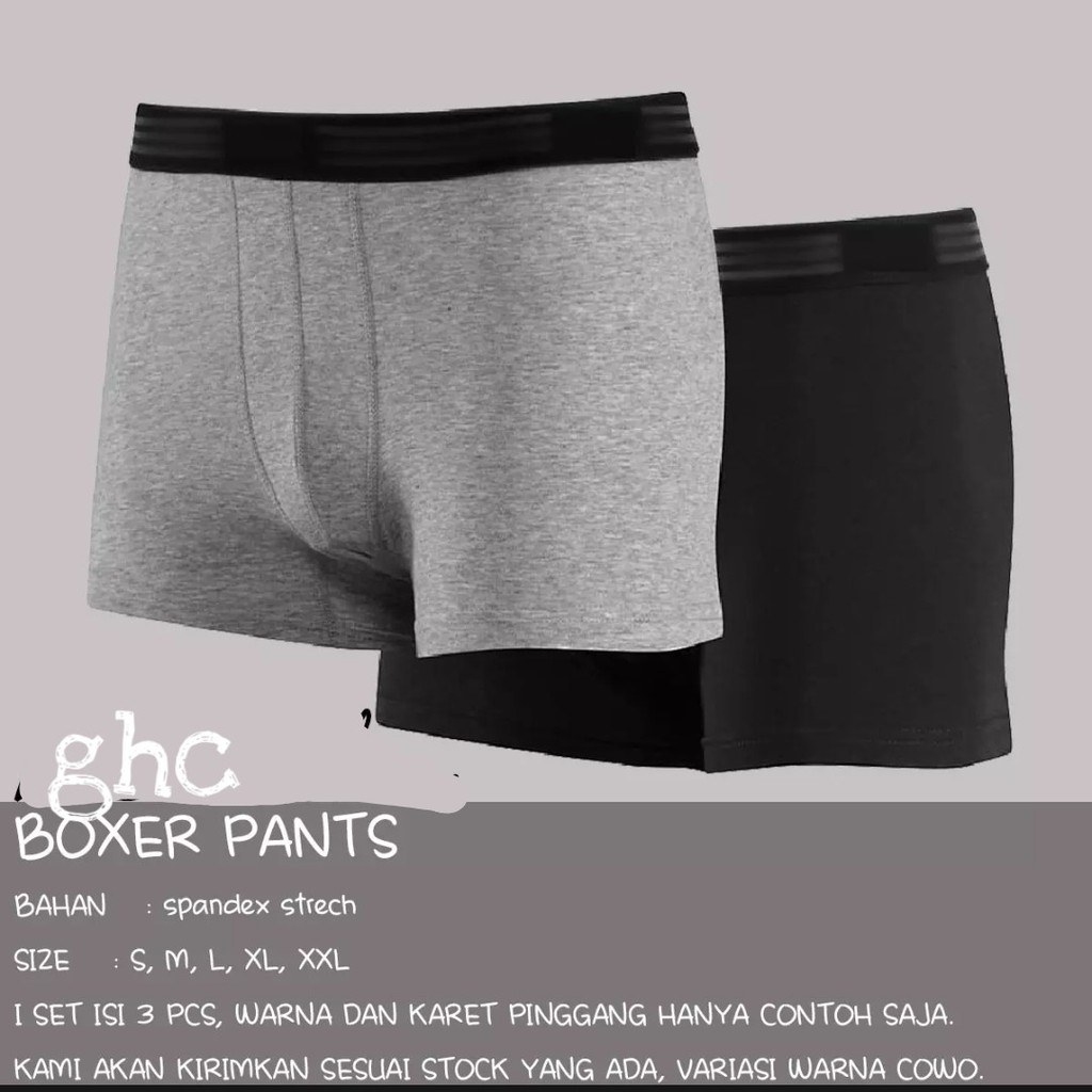 GHC CELANA DALAM BOXER LAKI LAKI ISI 3PCS