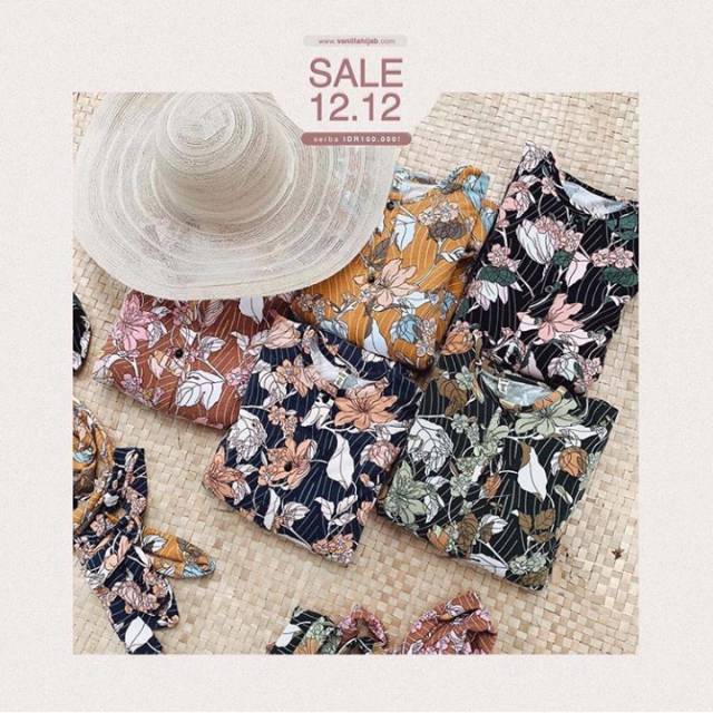 Tropical Dress Vanilla Hijab