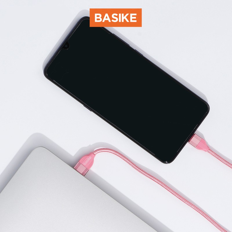 BASIKE Kabel Data Fast charging Micro USB cable for Android phone Tangle-free Docking Nylon 100CM xiaomi Samsung Oppo Vivo hp murah Realme Redmi infinix Ipad Gadgets-6