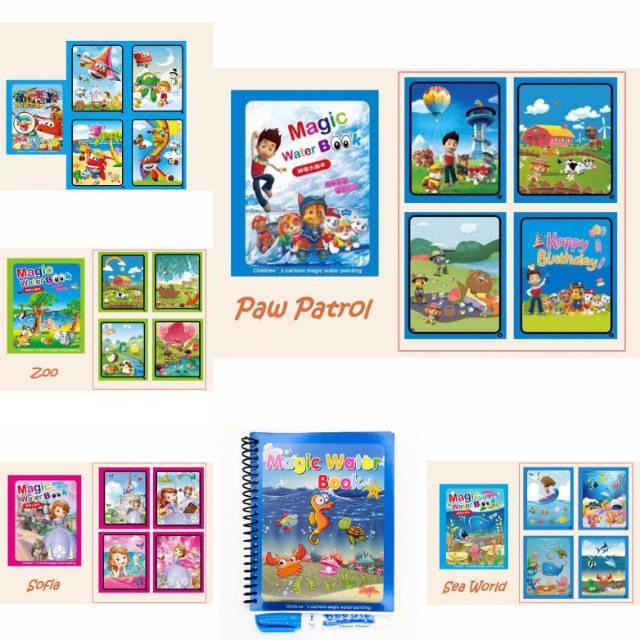 Water magic drawing book water doodle book buku 