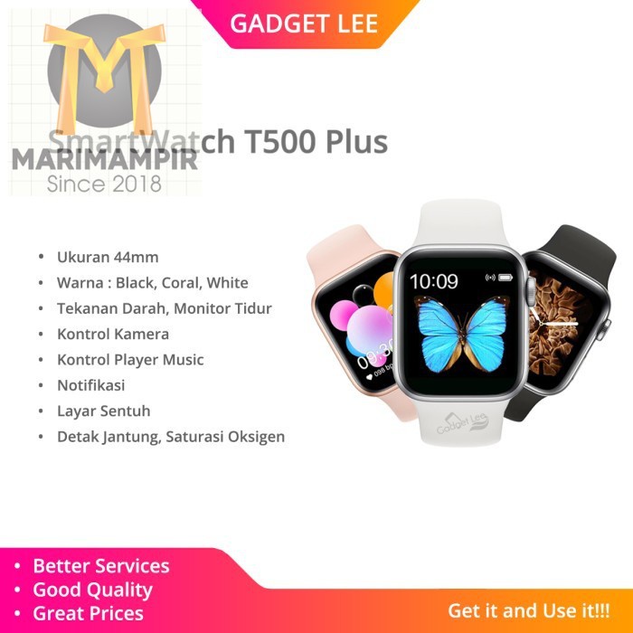 Marimampir Jam Tangan SmartWatch Bracelet T500 Plus Bluetooth Connectivity Android IOS Heart Rate Sp