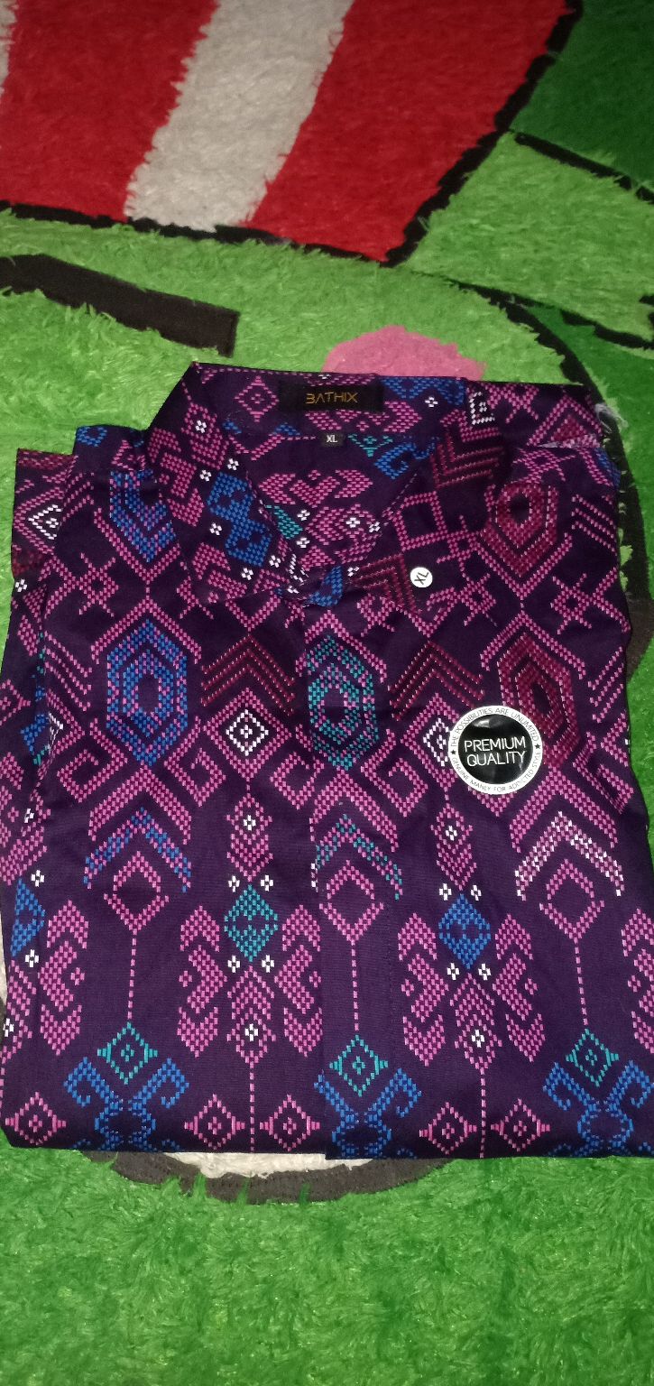 Maciku Kemeja Batik Motif Songket Lengan Panjang Warna Ungu 3634