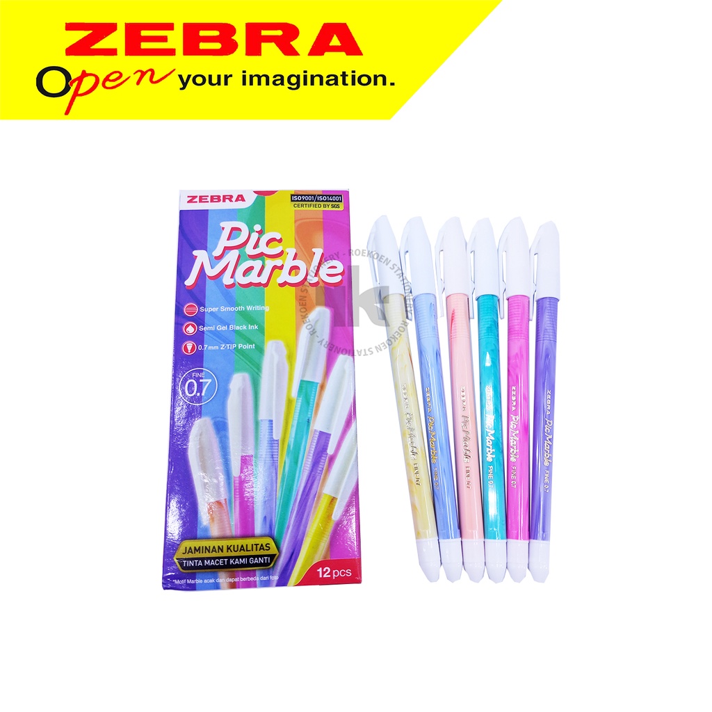 

Zebra Pic Marble Ballpen Semi Gel Fine 0.7mm - Black