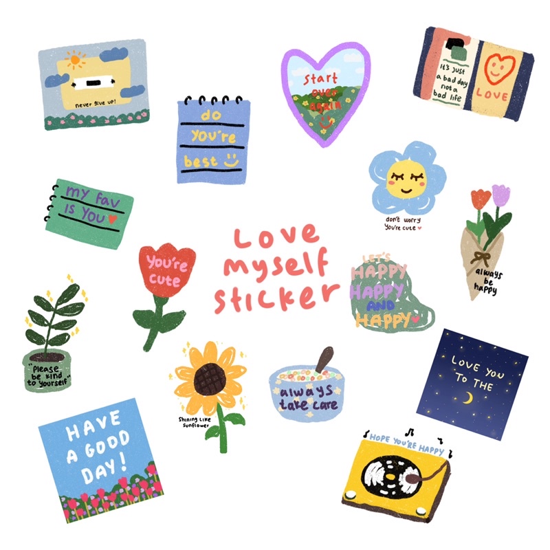 

Aesthetic sticker journal sticker love myself and make me calm