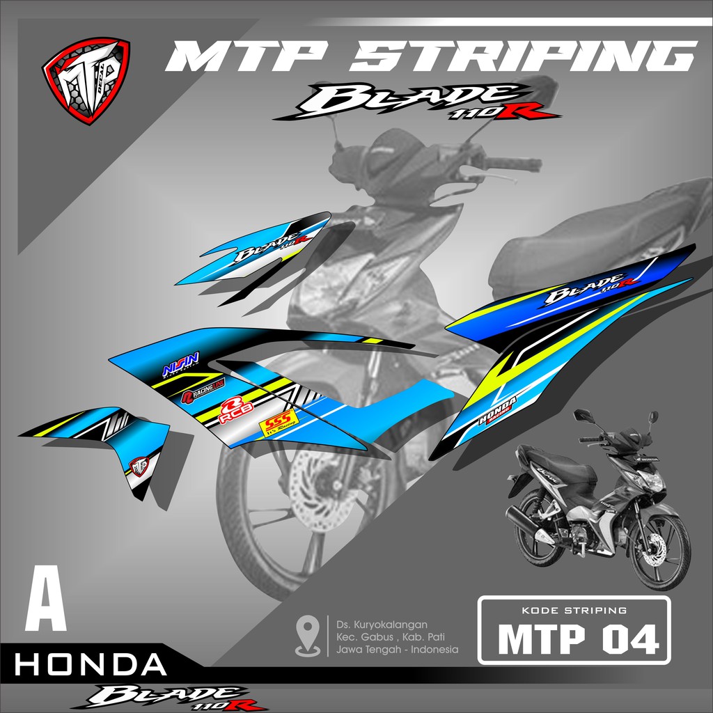 (ANTI LUNTUR) Sticker Striping Blade 110 Karbu- Stiker Variasi Motor Honda Blade Motif Racing MTP 04