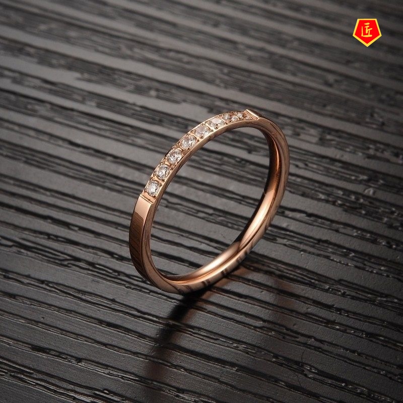 [Ready Stock]Simple Inlaid Diamond 925 Silver Couple Ring