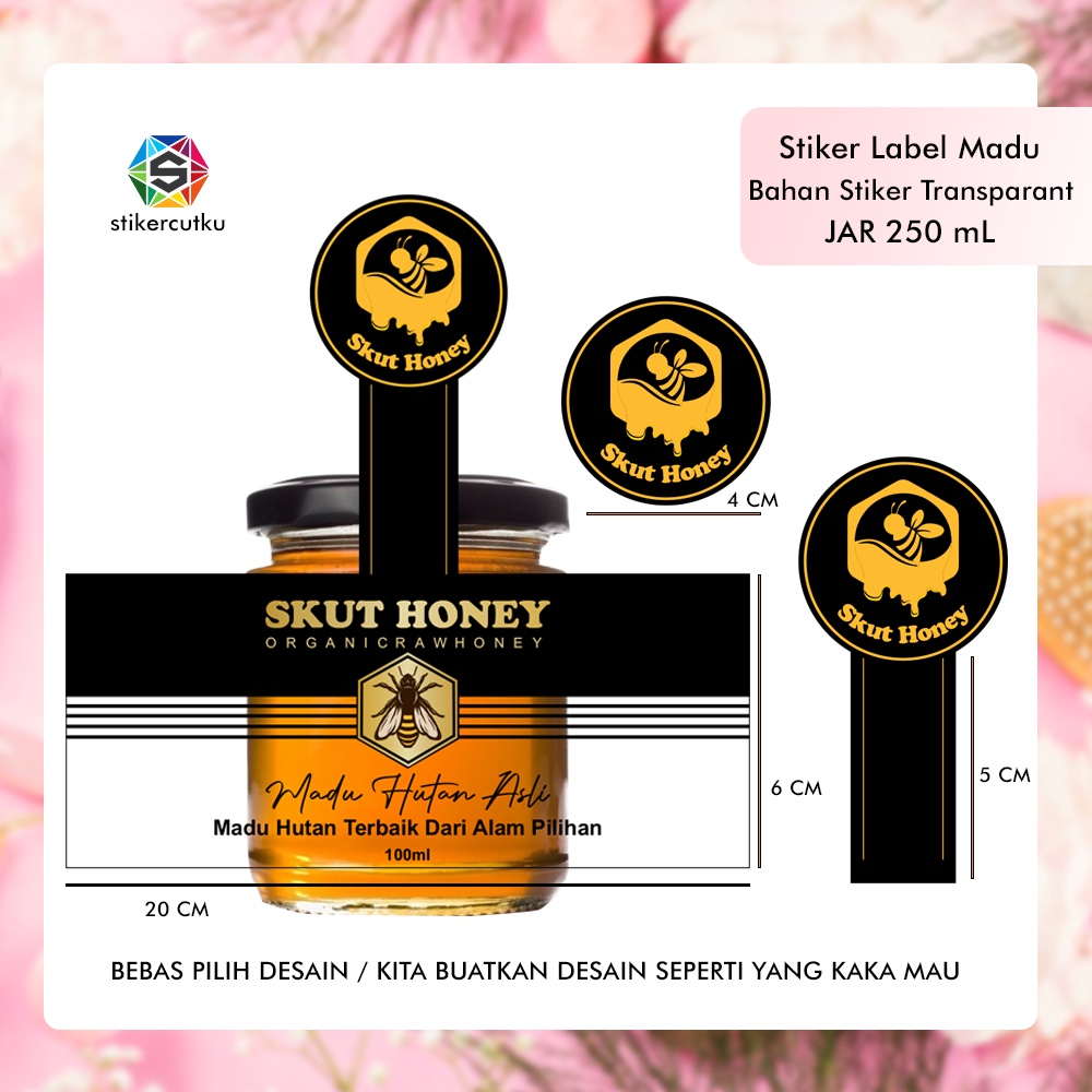 

Stiker Madu Label Makanan Waterproof Custom A3 Bulat Stiker Segel vinyl Transparant Madu Hutan kelulut klanceng Murni Cetak Stiker Lebel Makanan Logo Produk Botol Plastik Pengiriman sticker Nama