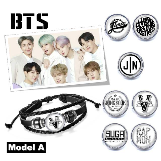 Gelang Custom Foto Logo Member KPOP BTS Keren Kepang Multilayer