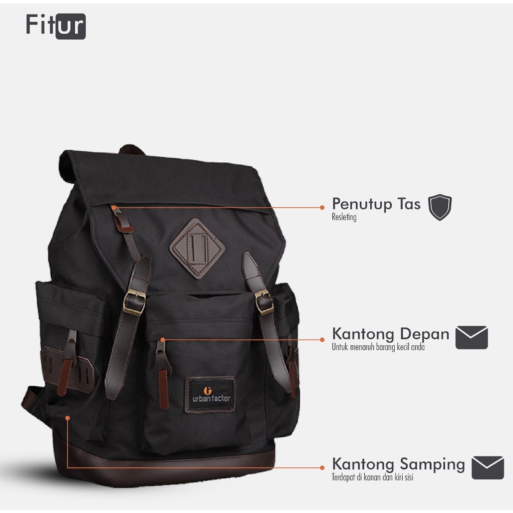 BRAIN STROM BLACK |ManNeedMe x URBAN| Tas Ransel Punggung Pria Wanita Backpack Kuliah / Kerja ORI