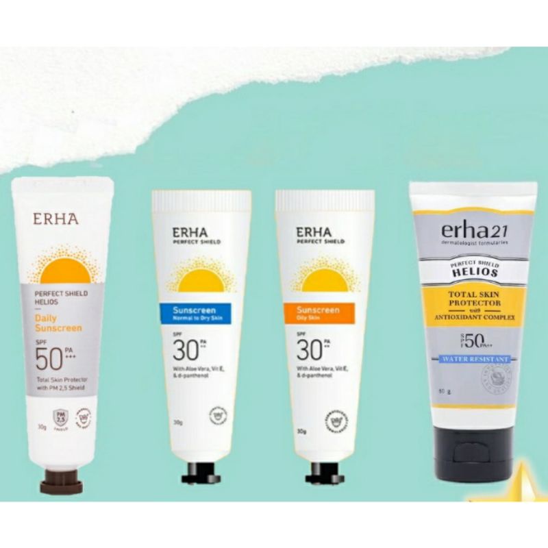 ERHA Perfect Shield Helios SPF50/PA+++ 30g Daily Sunscreen l Total Skin Protector AntiOxidant Complex Water Resistant 60gr