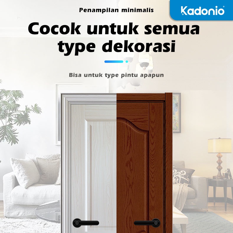 Kadonio Kunci Pintu rumah Elektronik Fingerprint Handle USB charge kunci pintu sidik jari Smart Door Lock kunci pintu digital hendel pintu rumah