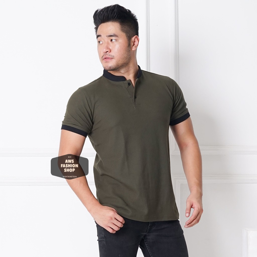 Kaos Polo Pria Polo Shirt Kerah Shanghai  Lengan Pendek Hijau Army TNI BIG SIZE JUMBO XXL / 3XL